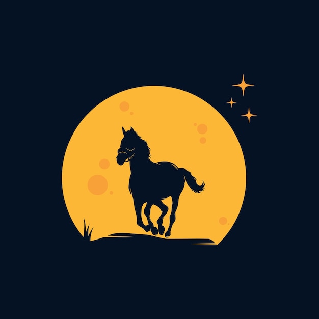 Caballo en la luna logo plantilla vector ilustración diseño