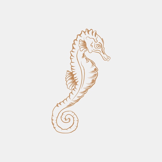 Caballo de mar objeto dibujado a mano aislado vector gráfico ilustración diseño de impresión de ropa de camiseta