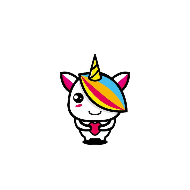 Caballo de la mascota del diseño del vector animal del carácter del unicornio