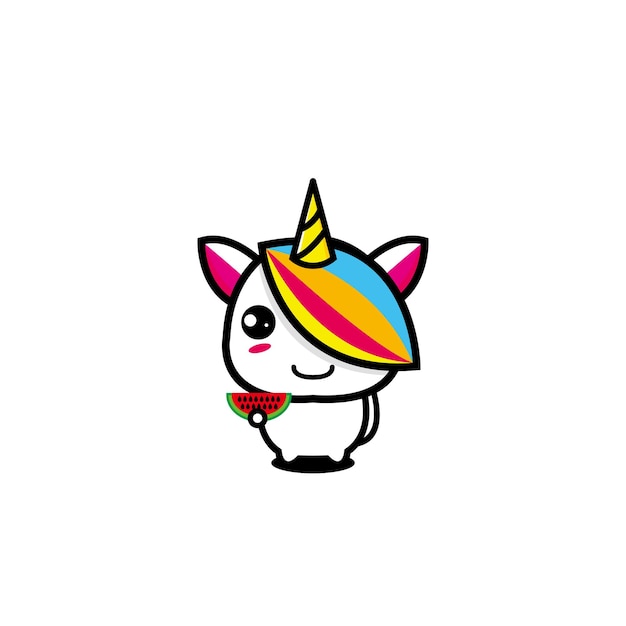 Caballo de la mascota del diseño del vector animal del carácter del unicornio
