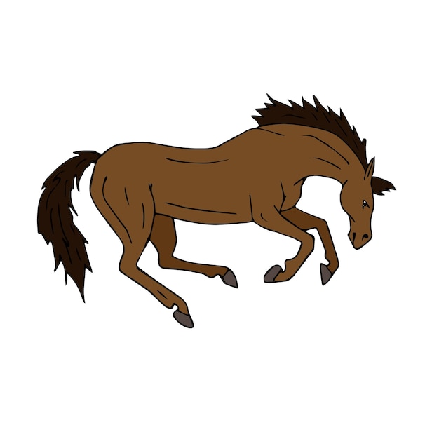 Vector caballo de patadas de color dibujado a mano vectorial