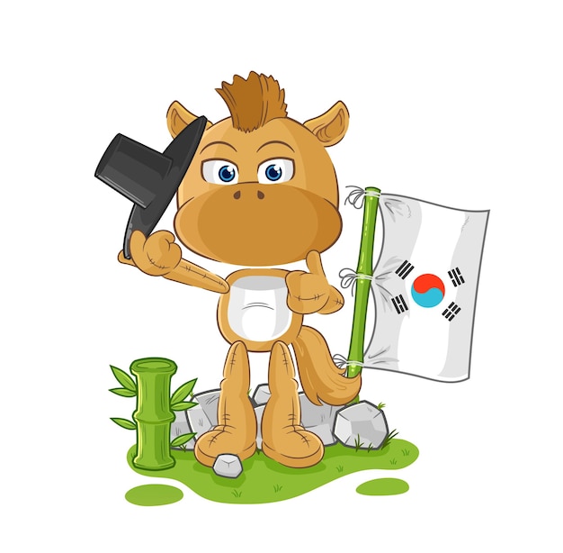 Caballo personaje coreano dibujos animados mascota vector