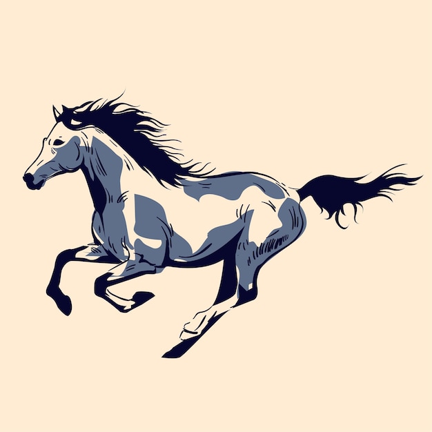 Vector caballo pintura boceto dinámico vintage boceto dibujado a mano