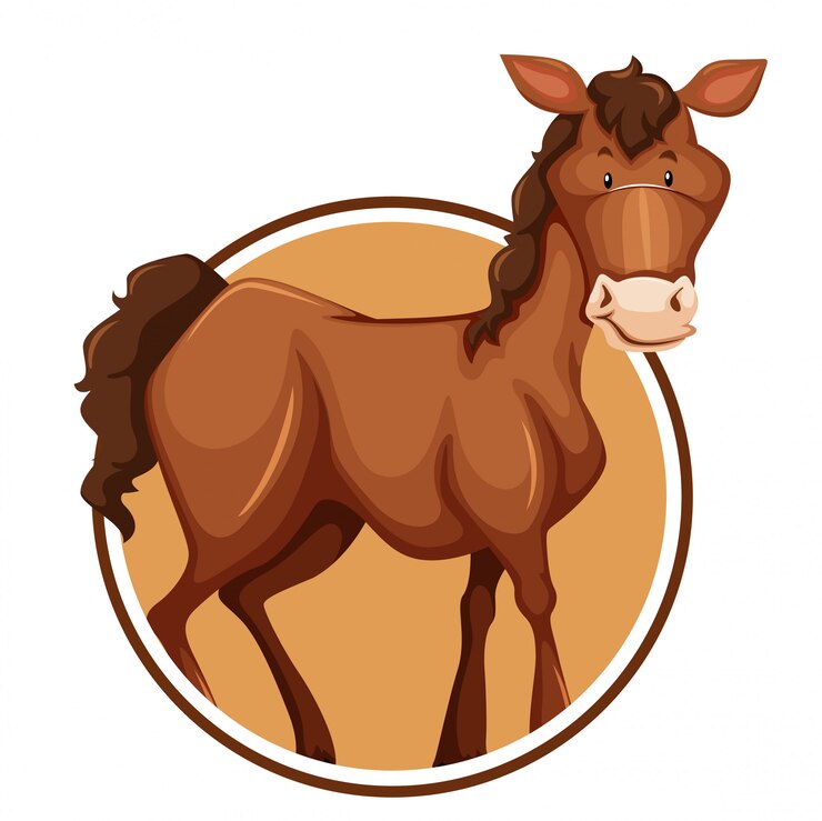 Vector un caballo en plantilla de etiqueta