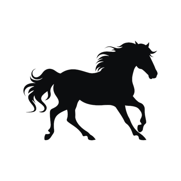 Vector un caballo de silueta en blanco y negro.