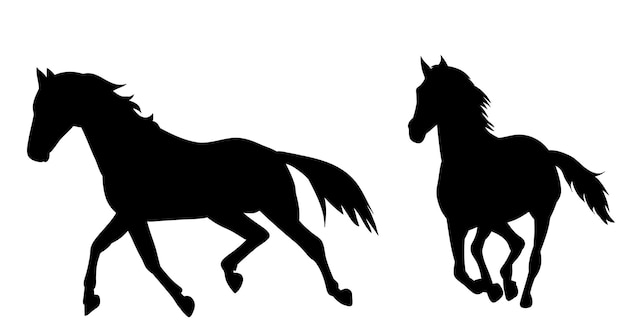 Caballo de silueta de icono de vector corriendo