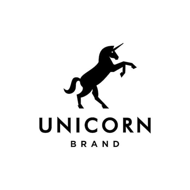 Caballo unicornio Pegaso con icono de diseño de logotipo de cuerno Vector icono de caballo semental de pie Ilustración