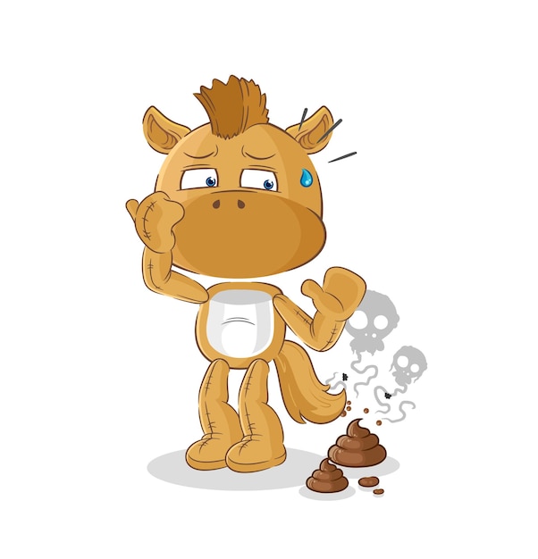 Caballo con vector de caracteres de ilustración de residuos apestosos