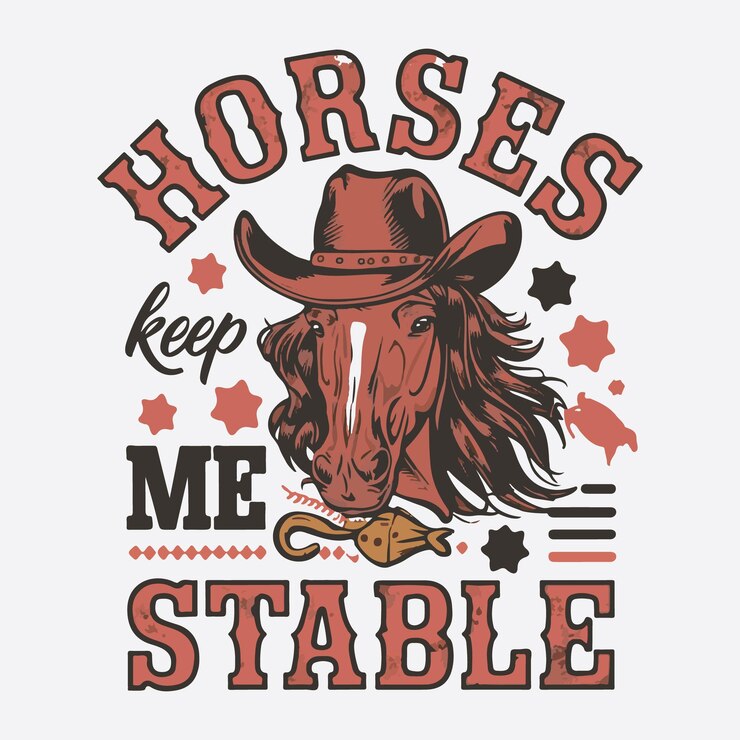 Vector los caballos me mantienen estable diseño de camiseta de vaquera occidental vintage