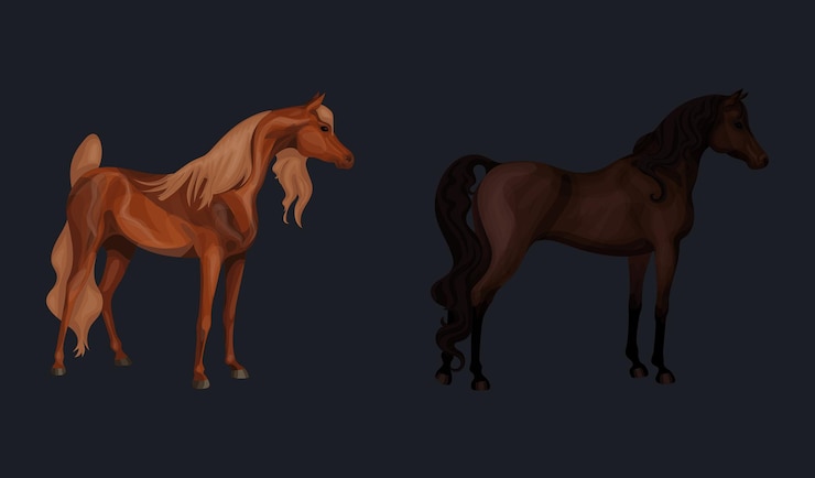 Vector caballos de la orilla y de la bahía