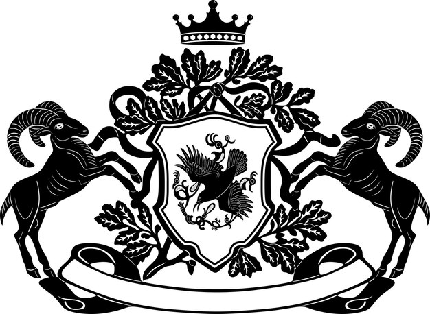 caballos y pájaros negros volando con marco floral vector de diseño hecho a mano