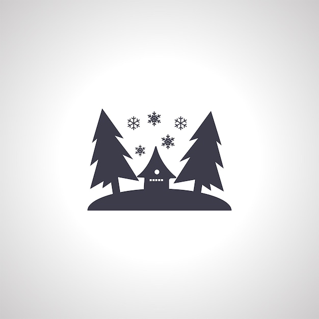 cabaña de bosque de invierno icono aislado sobre fondo blanco