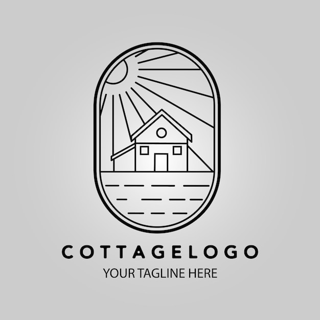 Cabaña línea arte logotipo icono minimalista ilustración vector diseño