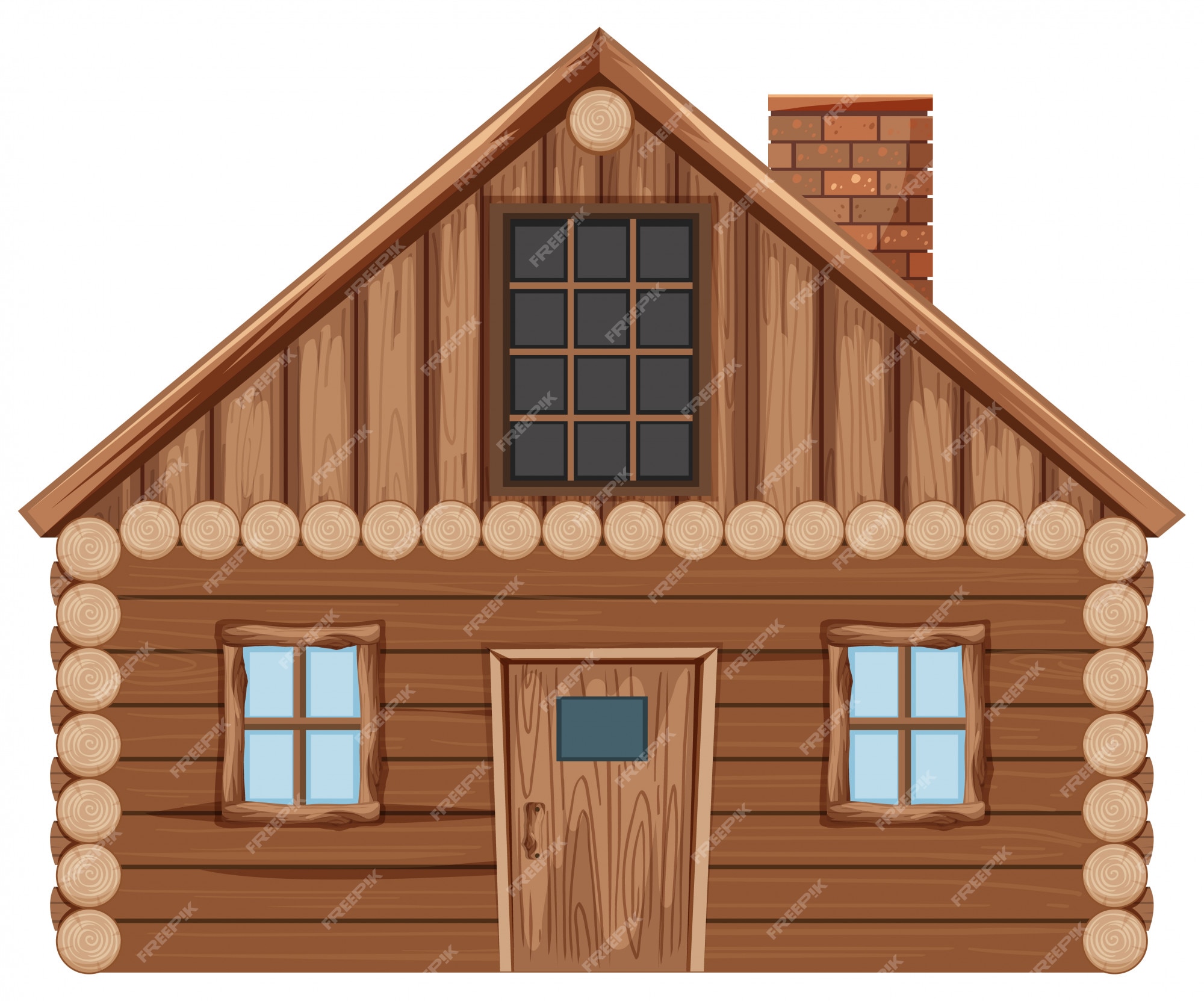 Cabaña de madera individual con puerta y ventanas en blanco | Vector Premium Cabaña de madera individual con puerta y ventanas en blanco | Vector Premium