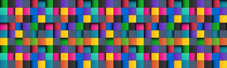 Vector cabecera abstracta cuadrada colorida con líneas negras cuadrado colorido con sombras pancarta de mosaico de píxeles ilustración vectorial