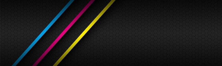 Vector cabecera de material moderno negro con capas superpuestas y líneas diagonales en colores cmyk plantilla para su negocio vector abstract widescreen banner.