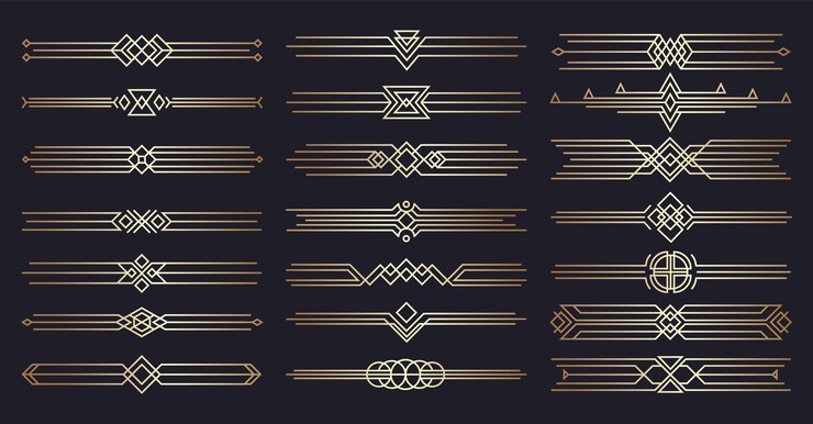Vector cabeceras art deco fronteras clásicas modernas con acento floral ornamental elegante nuevo