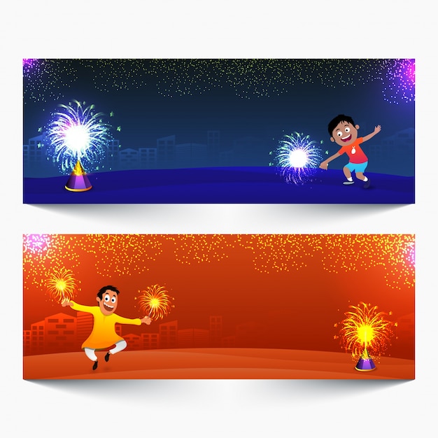 Cabeceras del web site para la celebración feliz de diwali.