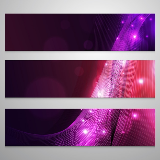 Cabeceras del Web site con las ondas abstractas brillantes.
