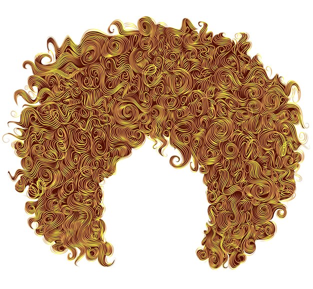 Cabello amarillo brillante rizado de moda. peinado 3d realista. Moda.