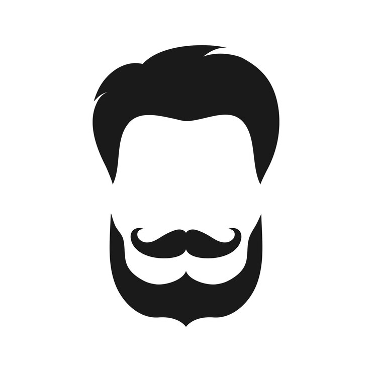 Vector cabello y barba de hombre silueta de caballero hipster o retro