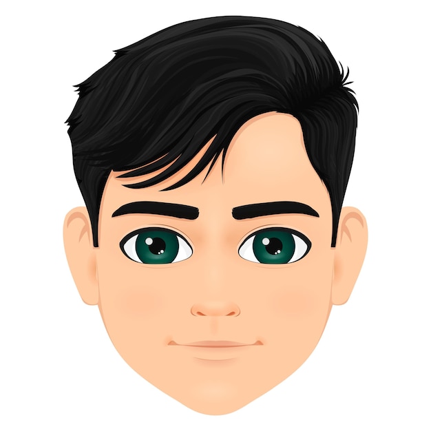 cabello negro carismático cabeza de niño joven