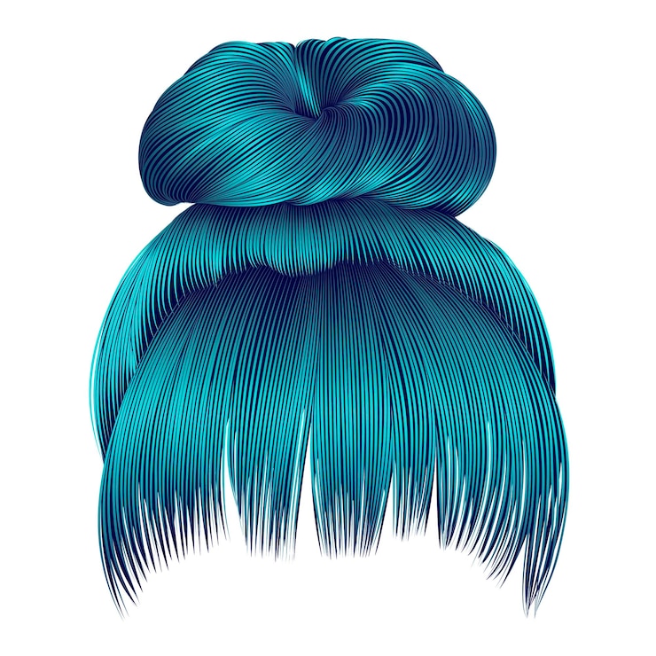 Vector cabellos de pan con franjas de colores azules mujeres estilo de belleza de moda