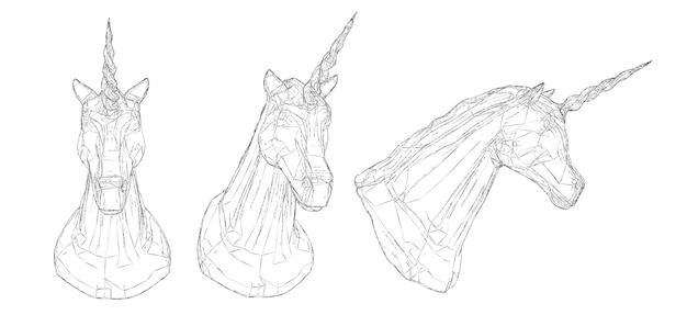 Cabeza abstracta de un animal mágico vectorial de unicornio