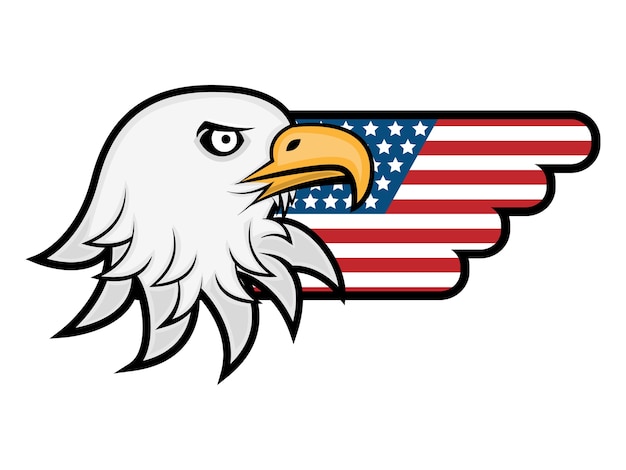 Vector cabeza de águila con alas de bandera de américa