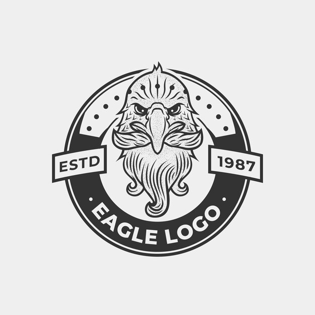 Vector cabeza de águila con barba ilustración del diseño del logotipo vintage