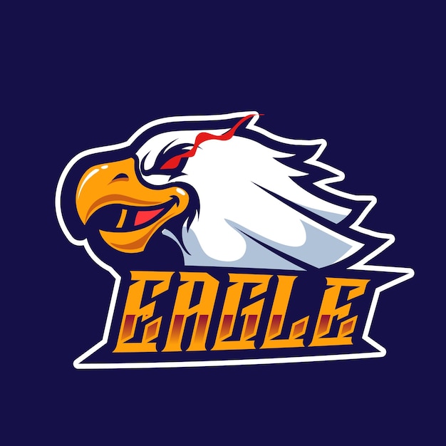 Cabeza de águila mascota enojada para deportes y esports logo vector illustration