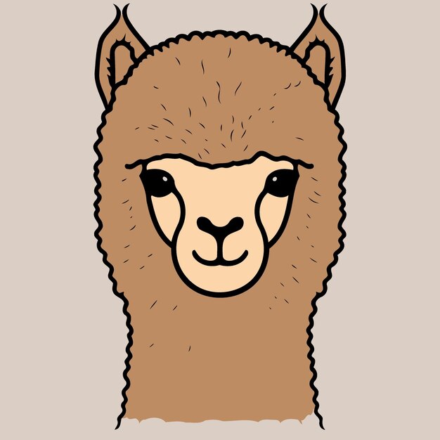 Cabeza de animal camélido llamada alpaca