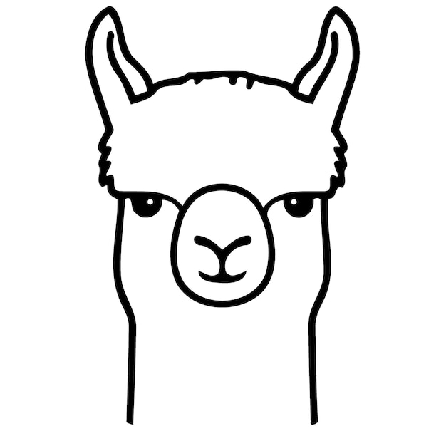 Vector cabeza de animal camélido llamada alpaca