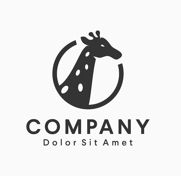 Vector cabeza de animal jirafa logo icono silueta