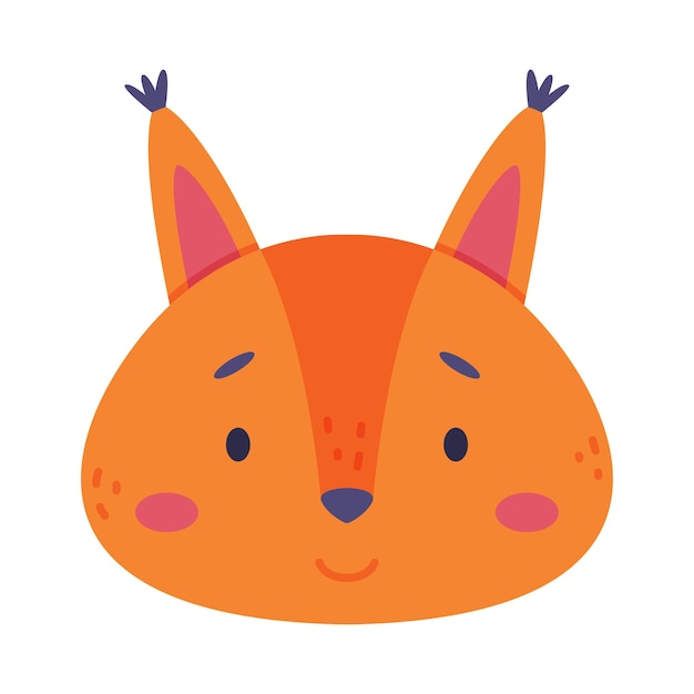 Cabeza de una ardilla bebé animal lindo decoración de guardería tarjeta de bebé o diseño de invitación ilustración vectorial de dibujos animados
