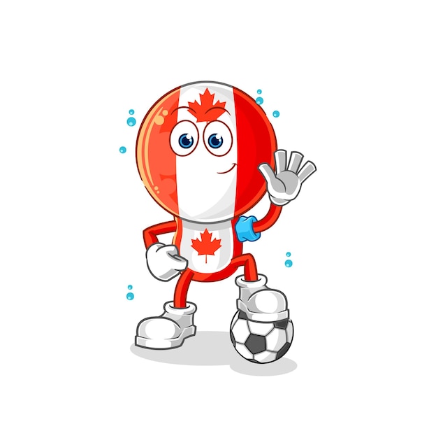 Vector cabeza de bandera de canadá jugando vector de caracteres de ilustración de fútbol