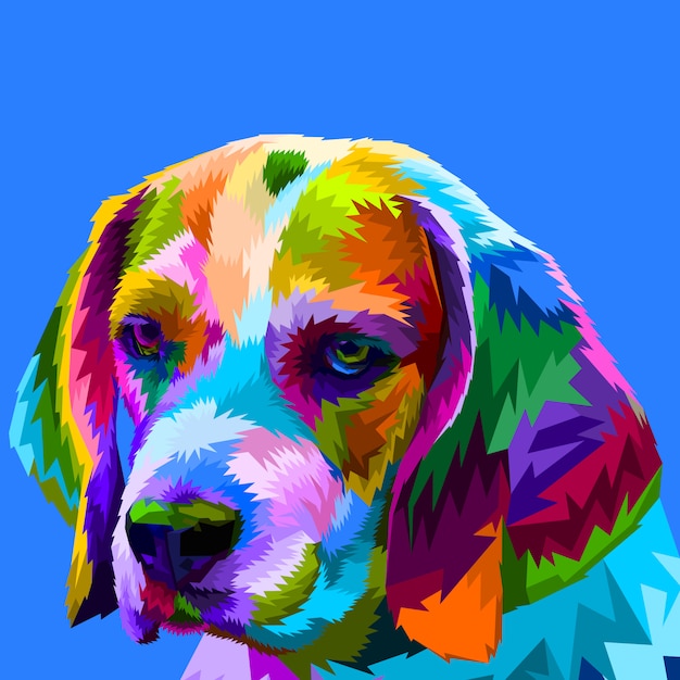 Vector cabeza de beagle colorido