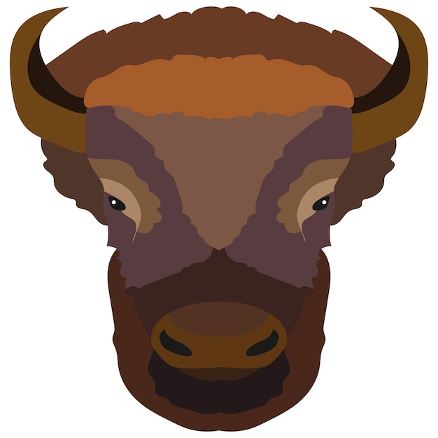 Vector cabeza de bisonte retrato de vaca de ganado aislado en un fondo blanco elemento de diseño para logotipo cartel tarjeta banner emblema camiseta ilustración vectorial