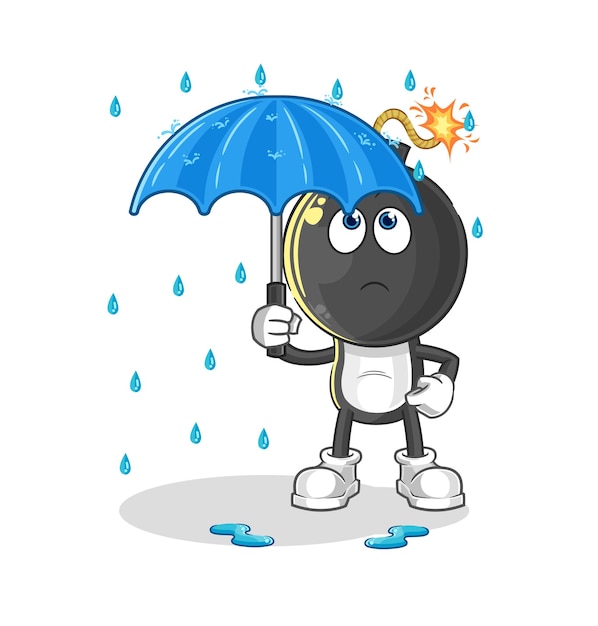 Vector cabeza de bomba sosteniendo un vector de caracteres de ilustración de paraguas