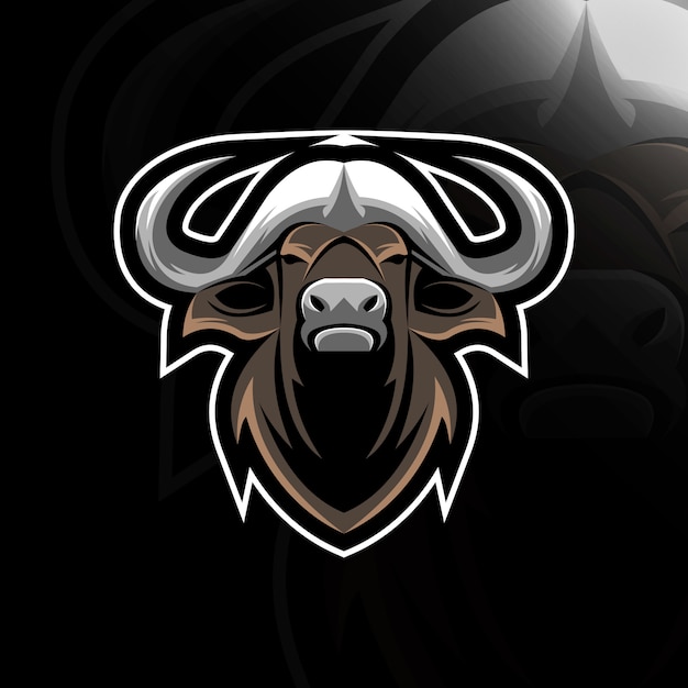 Cabeza de búfalo mascota logo e-sport design