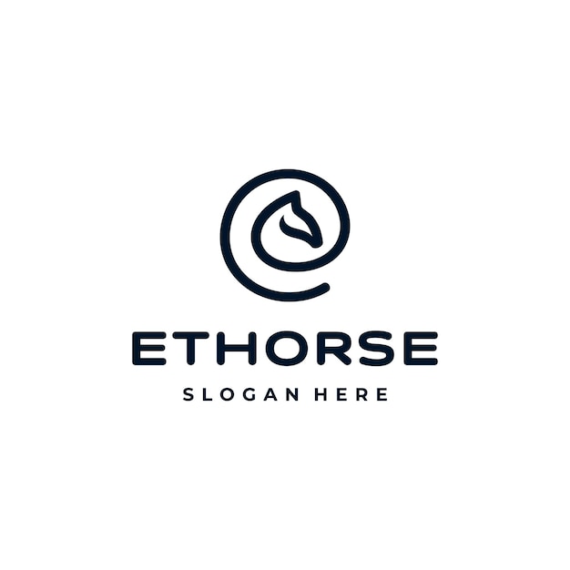 Cabeza de caballo con letra inicial e inspiración en el diseño del logotipo