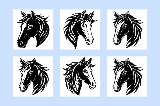 cabeza de caballo silueta negra Ilustración vectorial