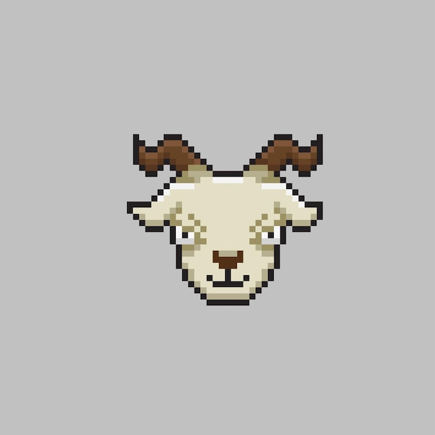 cabeza de cabra blanca en estilo pixel art