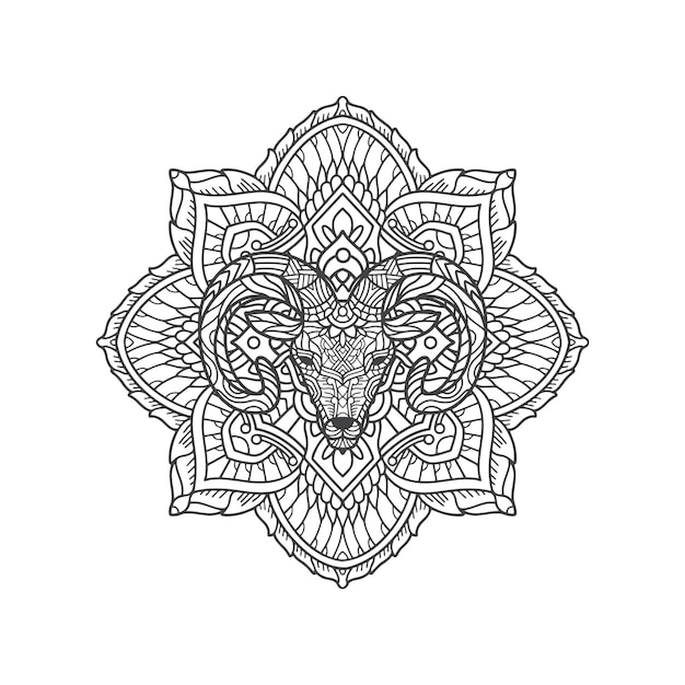 Cabeza de Cabra Mandala Zentangle