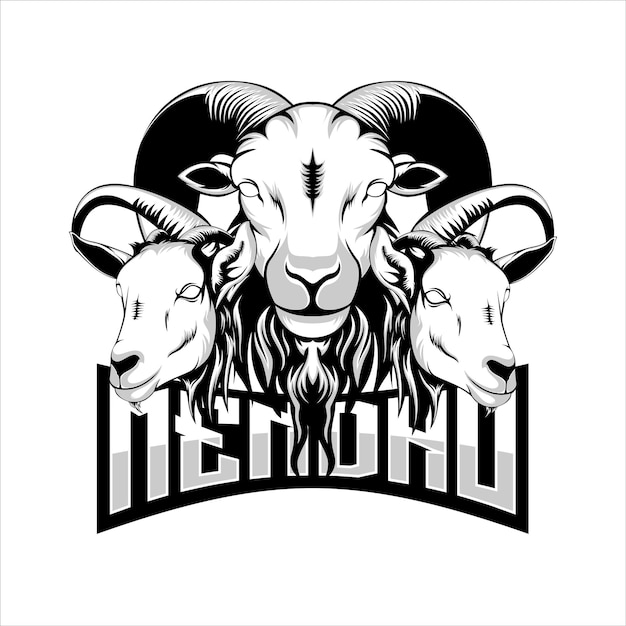 Cabeza de cabra mascota esport logotipo emblema de cabra vector del logotipo de la cabra