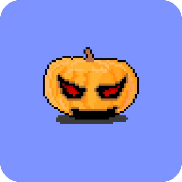 Cabeza de calabaza aterradora con estilo pixel art