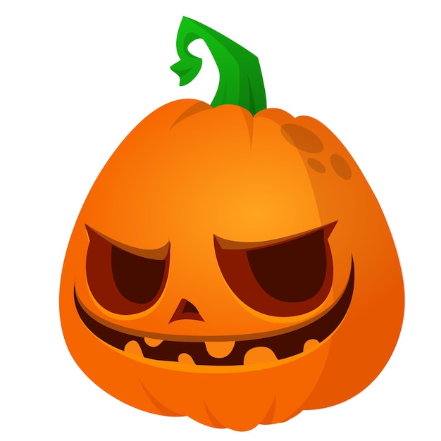 Cabeza de calabaza de Halloween divertida de dibujos animados aislada sobre fondo blanco Ilustración vectorial