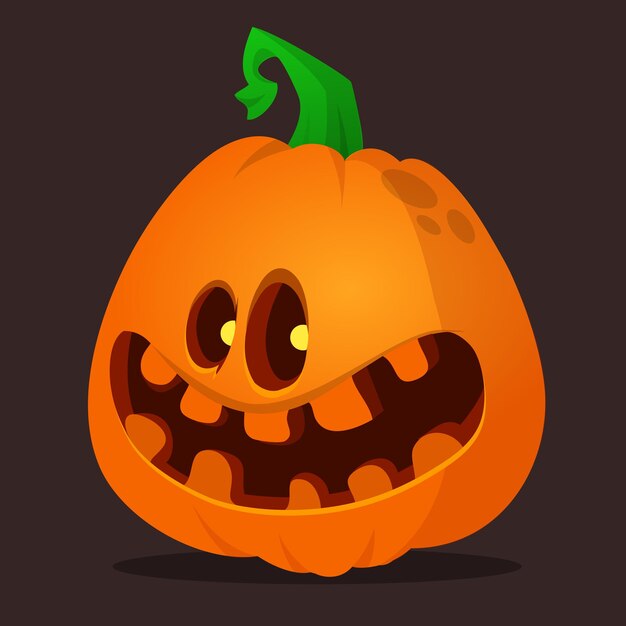 Cabeza de calabaza de Halloween divertida de dibujos animados aislada sobre fondo blanco Ilustración vectorial