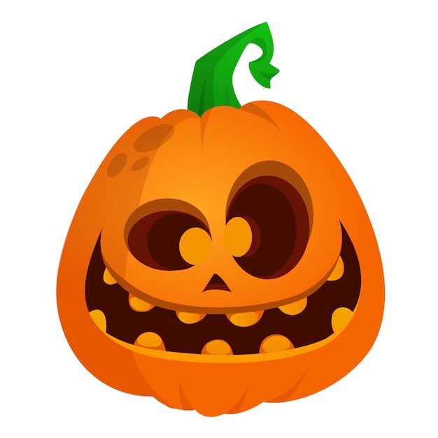 Cabeza de calabaza de Halloween divertida de dibujos animados aislada sobre fondo blanco Ilustración vectorial