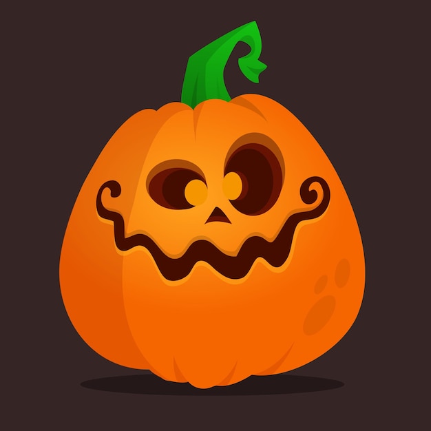 Cabeza de calabaza de halloween divertida de dibujos animados aislada sobre fondo blanco ilustración vectorial